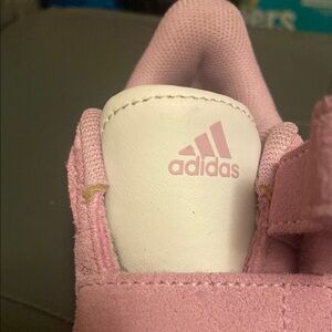 Adidas Pink and White Sneakers with Stitching Details